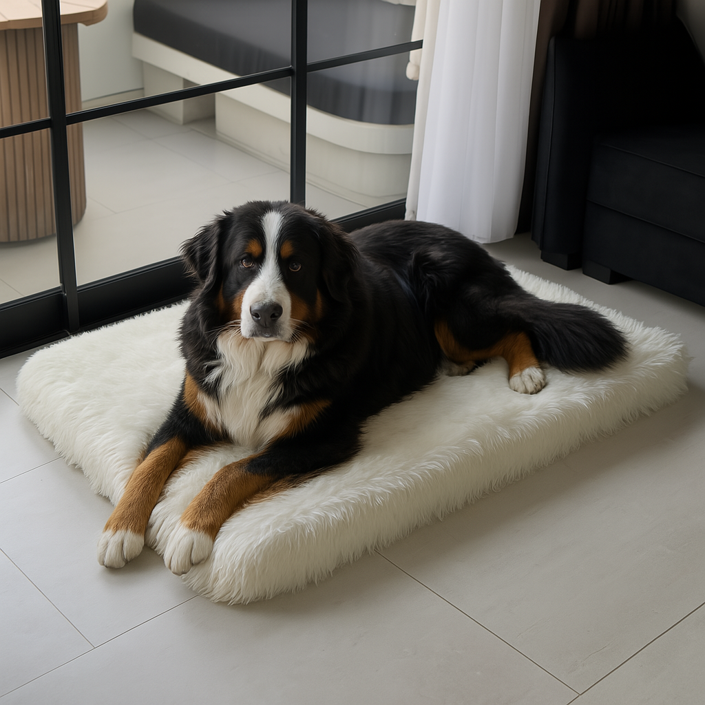 LUXURY FAUX FUR CRATE DOG BED