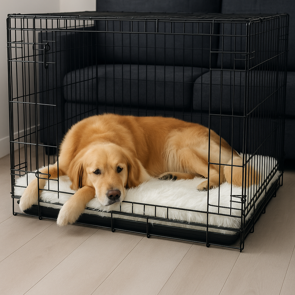LUXURY FAUX FUR CRATE DOG BED