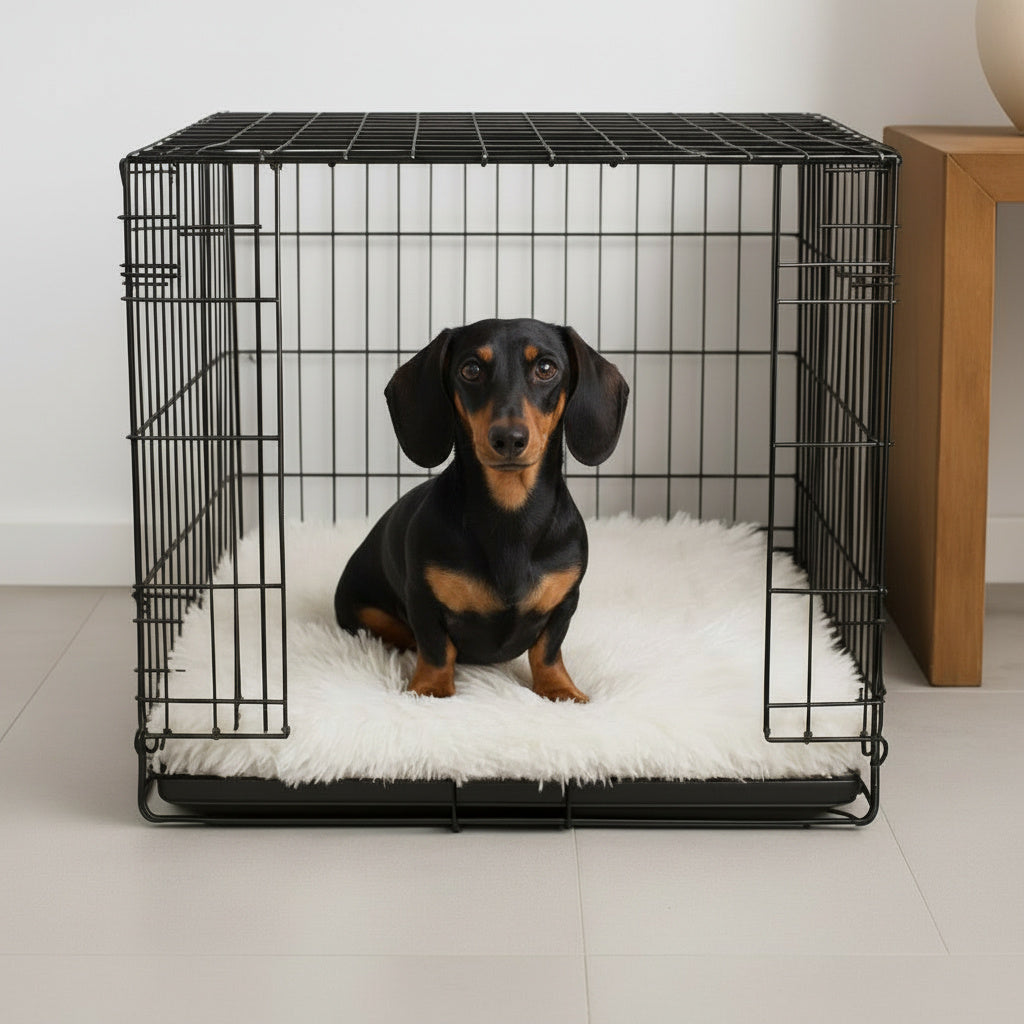LUXURY FAUX FUR CRATE DOG BED