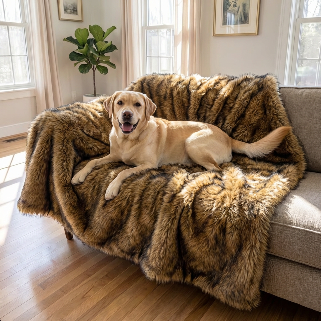 Faux fur throw blanket - Waterproof dog blanket - Waterproof pet