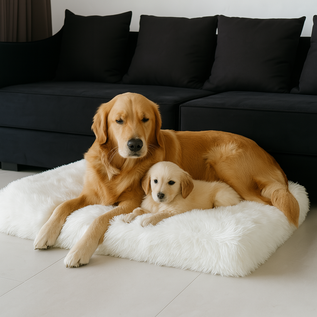 LUXURY FAUX FUR CRATE DOG BED