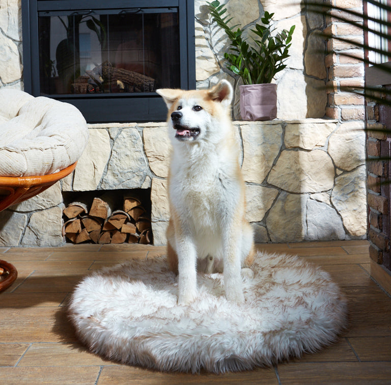 FAUX FUR DOG DONUT BED