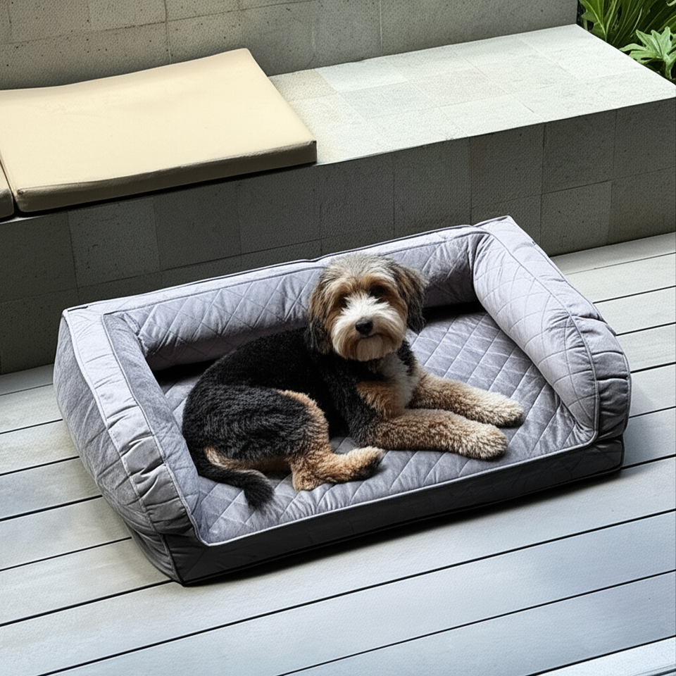 Orthopedic Dog Bed for Large and Senior Dogs – Memory Foam, Waterproof & Washable Plush Cover, Grey 43" x 31"