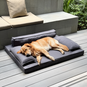 Orthopedic Dog Bed XXL – Memory Foam Crate Pad, Waterproof & Washable Cover for Large and Senior Dogs, Grey 46" x 34"