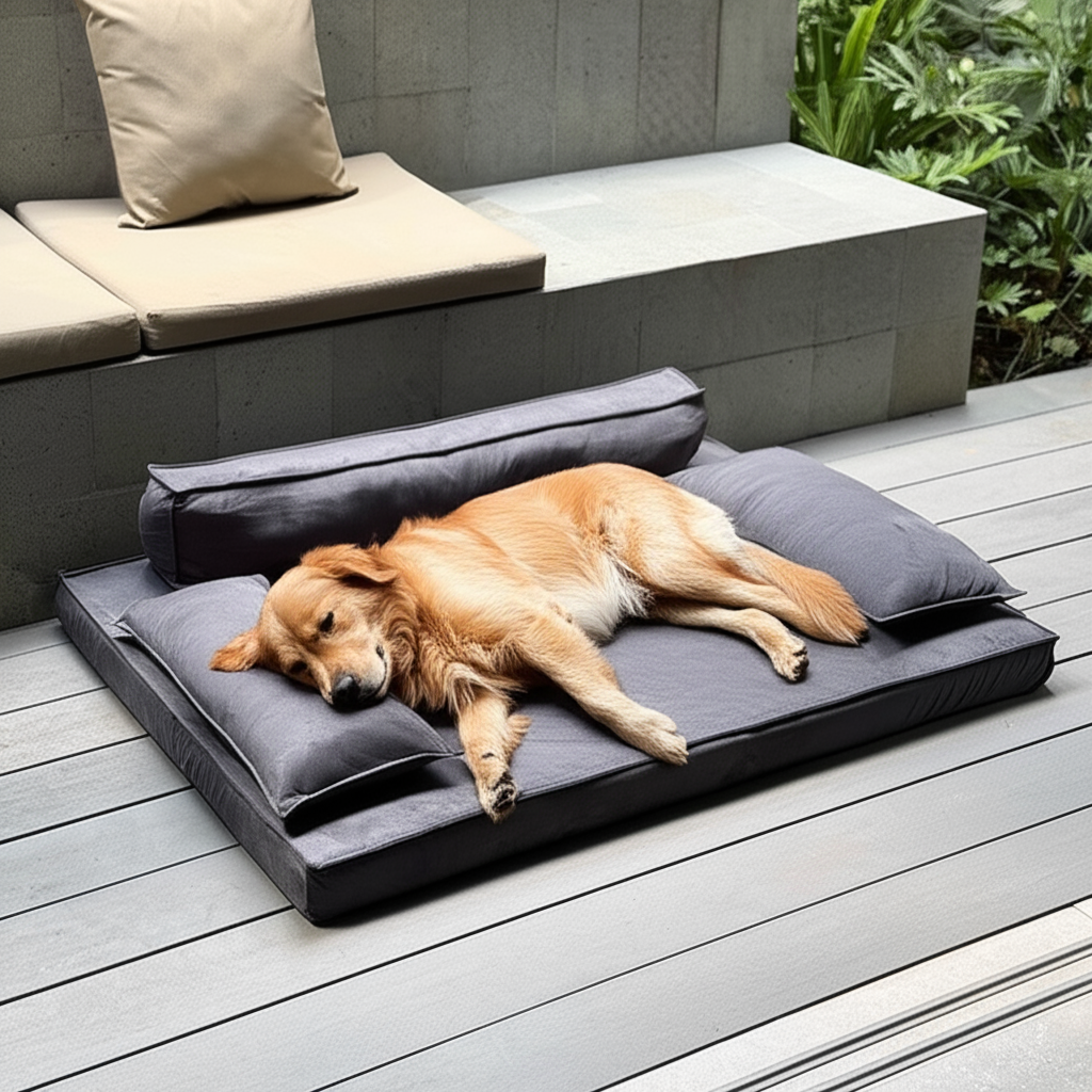 Orthopedic Dog Bed XXL – Memory Foam Crate Pad, Waterproof & Washable Cover for Large and Senior Dogs, Grey 46