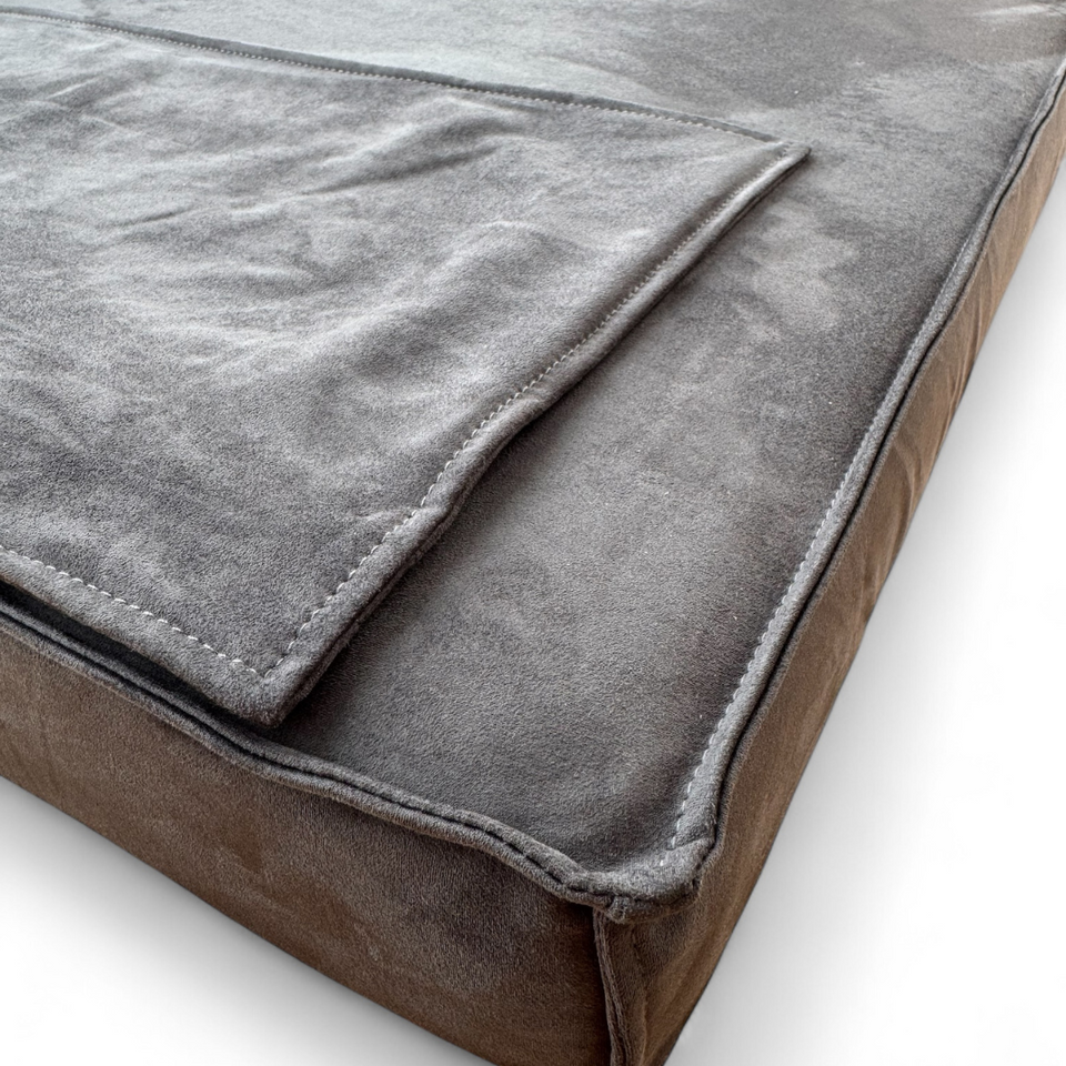 Orthopedic Dog Bed XXL – Memory Foam Crate Pad, Waterproof & Washable Cover for Large and Senior Dogs, Grey 46" x 34"